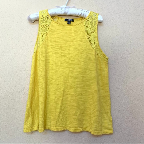 ✅ Chaps Yellow Lace Tank - Picture 1 of 8